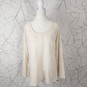 Style & Co NWT Ivory Cotton Modal Round Neck Deconstructed Top